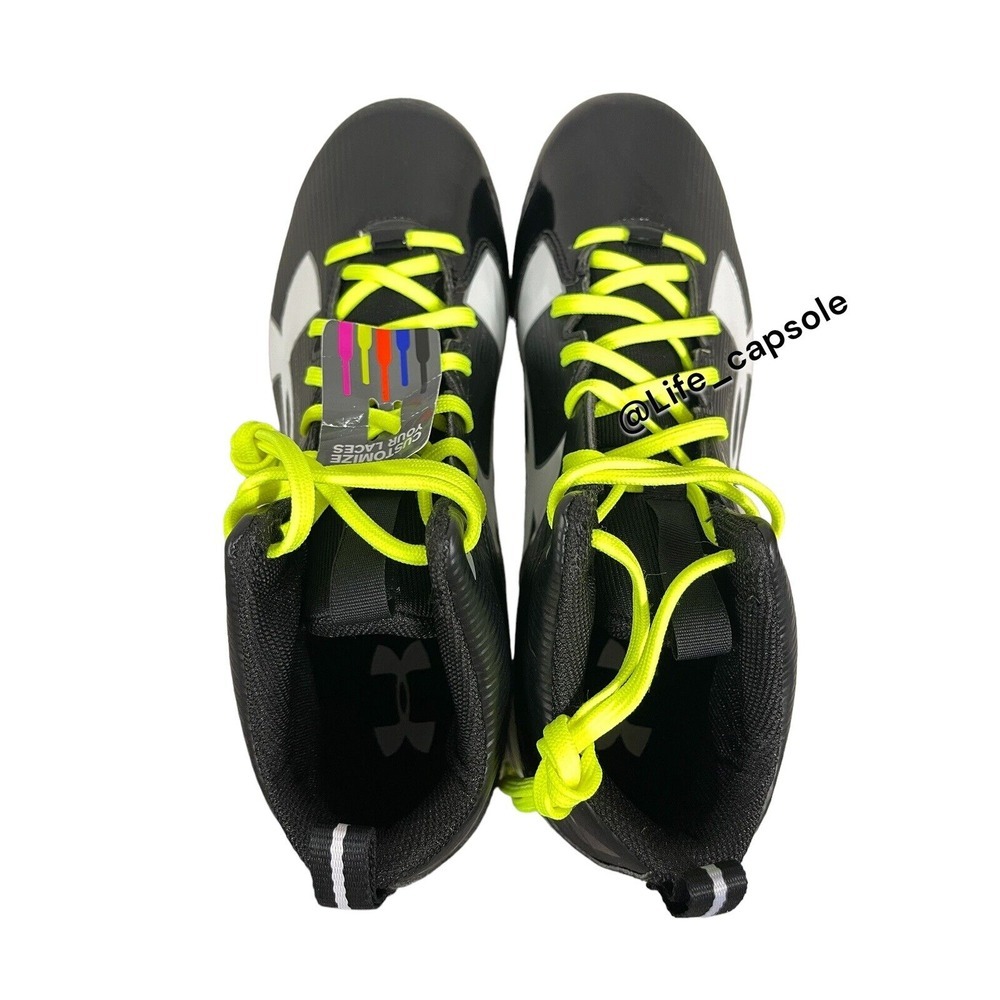 Size 13 Under Armour Crusher RM Black Football Cleats Multi Color Laces Custom - Picture 15 of 16